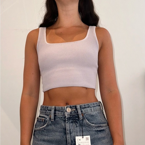 Aritzia Sculpt Knit Square Neck Crop Tank - Picture 2 of 3